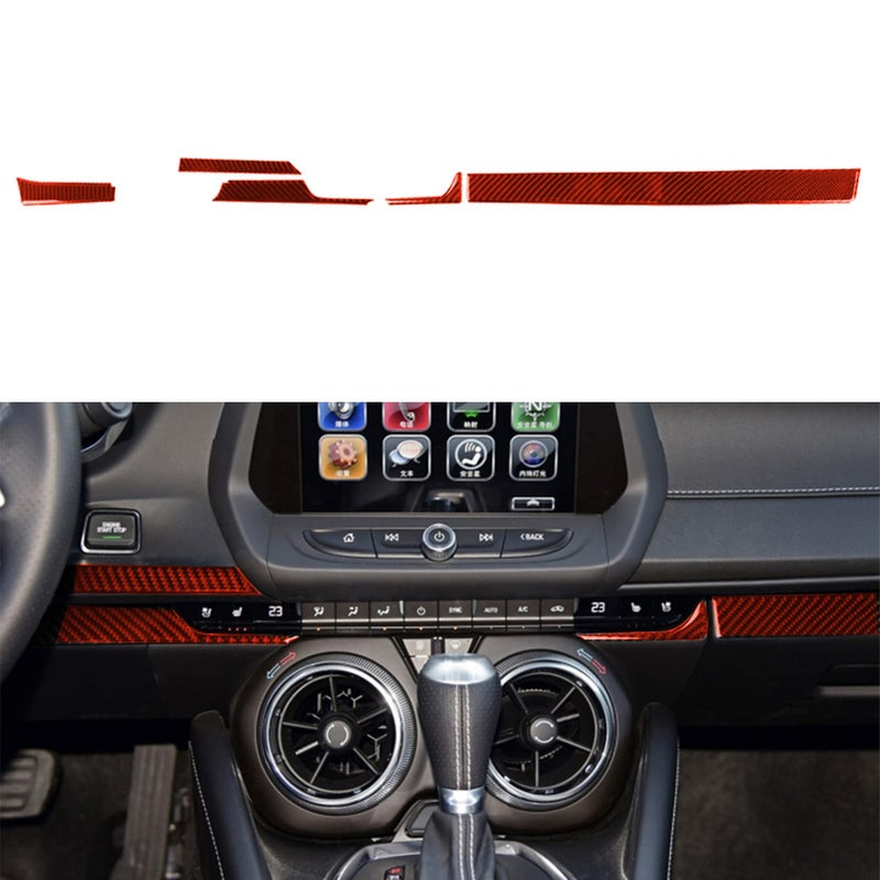 NVCNX Real Premium Carbon Fiber Compatible with ChevroletChevy Camaro 20162024 2017 2018 2019 2020 2021 2022 2023 Accessories Car Dashboard Panel Strip Cover Sticker Decal Interior Trim Red